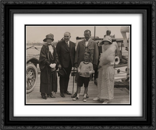 President and Mrs. Harding with Mr. and Mrs. Edward Beale McLean and son, standing on a pier in Palm Beach, Fla. 24x20 Black Ornate Wood Framed Art Print Poster with Double Matting by Library of Congress