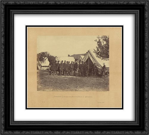 President Lincoln on battle-field of Antietam, October, 1862 22x20 Black Ornate Wood Framed Art Print Poster with Double Matting by Library of Congress