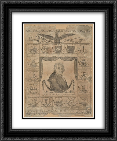 A new display of the United States 20x24 Black Ornate Wood Framed Art Print Poster with Double Matting by Library of Congress