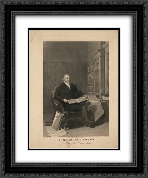 John Quincy Adams, President of the United States 20x24 Black Ornate Wood Framed Art Print Poster with Double Matting by Library of Congress