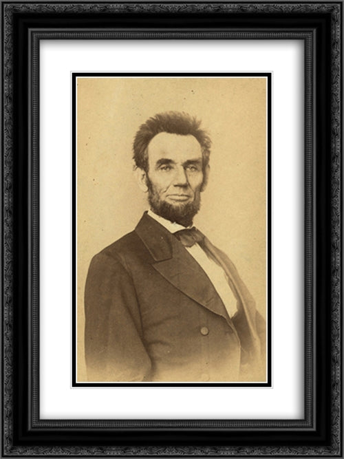 Portrait of President Abraham Lincoln, half-length, facing front 18x24 Black Ornate Wood Framed Art Print Poster with Double Matting by Library of Congress