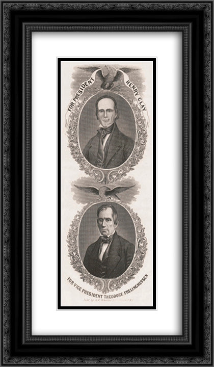 For president, Henry Clay. For vice president, Theodore Frelinghuysen 14x24 Black Ornate Wood Framed Art Print Poster with Double Matting by Library of Congress