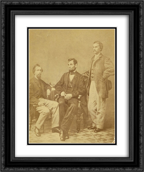 Lincoln & his secretaries, Nicolay & Hay 20x24 Black Ornate Wood Framed Art Print Poster with Double Matting by Library of Congress