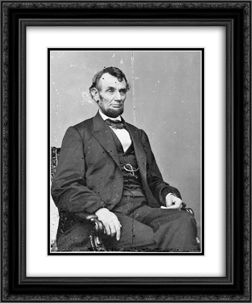 Abraham Lincoln, President of the United States, three-quarter length portrait, seated, facing right 20x24 Black Ornate Wood Framed Art Print Poster with Double Matting by Library of Congress