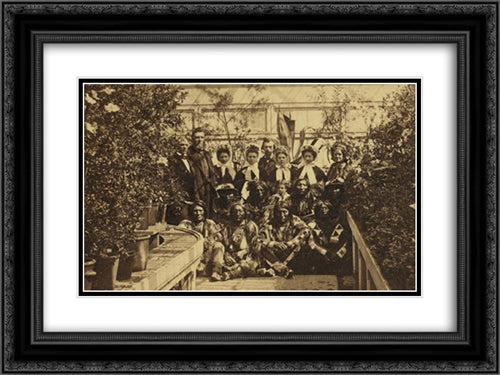 Native Americans Visit Abraham Lincoln at White House 20x24 Black Ornate Wood Framed Art Print Poster with Double Matting by Library of Congress