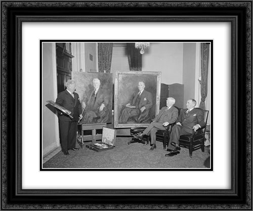 Vice President Garner and William B. Bankhead Portraits 20x24 Black Ornate Wood Framed Art Print Poster with Double Matting by Library of Congress
