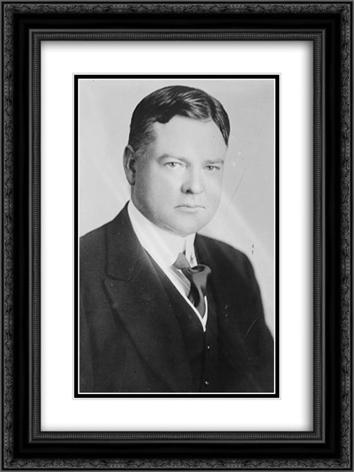 Herbert Hoover 18x24 Black Ornate Wood Framed Art Print Poster with Double Matting by Library of Congress