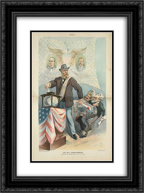 The real German-American 18x24 Black Ornate Wood Framed Art Print Poster with Double Matting by Library of Congress