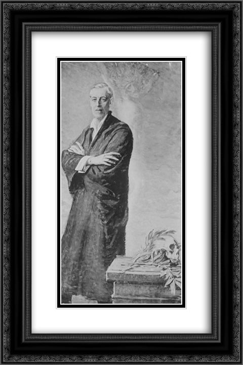 President Woodrow Wilson 16x24 Black Ornate Wood Framed Art Print Poster with Double Matting by Library of Congress