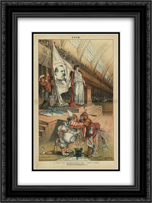 A flag the Independents will fight under 18x24 Black Ornate Wood Framed Art Print Poster with Double Matting by Library of Congress