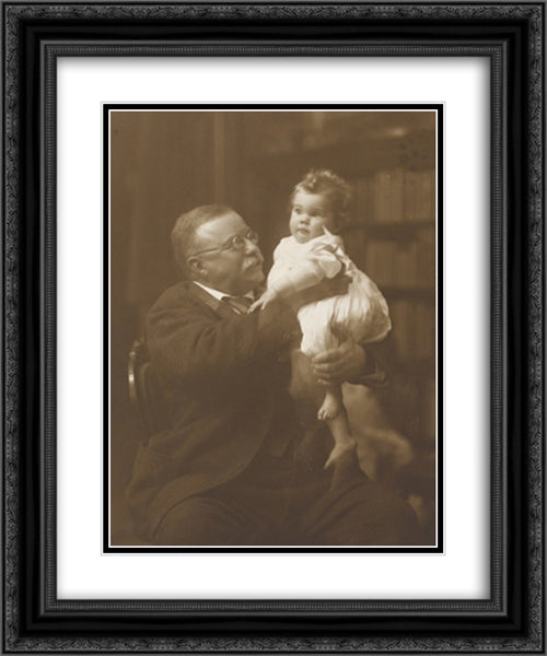 President Roosevelt, seated, holding an infant grandchild 20x24 Black Ornate Wood Framed Art Print Poster with Double Matting by Library of Congress