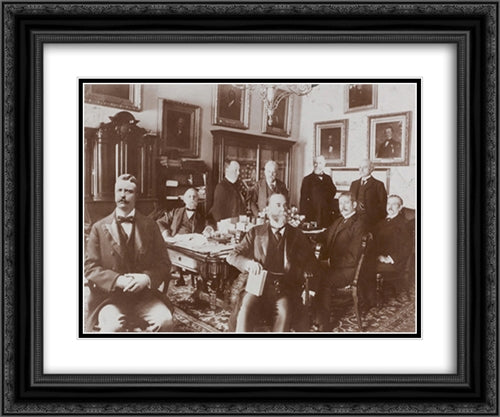 President Roosevelt & cabinet 24x20 Black Ornate Wood Framed Art Print Poster with Double Matting by Library of Congress