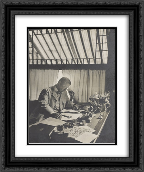 Sagamore Hill, President Roosevelt's country home 'The President at his desk.' 20x24 Black Ornate Wood Framed Art Print Poster with Double Matting by Library of Congress