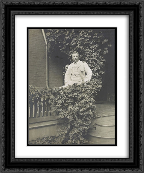 President Roosevelt on the veranda, Sagamore Hill, President's country home 20x24 Black Ornate Wood Framed Art Print Poster with Double Matting by Library of Congress