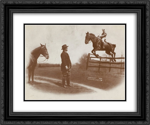 President Roosevelt and son, Theodore Jr. 24x20 Black Ornate Wood Framed Art Print Poster with Double Matting by Library of Congress
