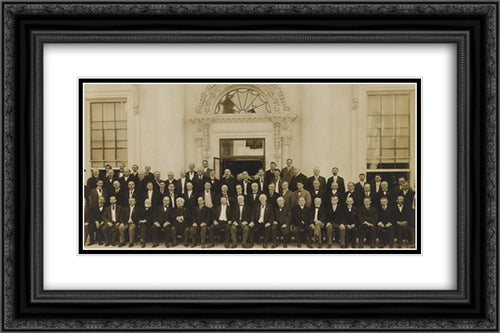 Governors, Inland Water Ways Com, Cabinet Officers, Supreme Court with President at White House opening day of convention 24x16 Black Ornate Wood Framed Art Print Poster with Double Matting by Library of Congress