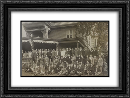 President Theodore Roosevelt standing with members of the U.S. Olympic team 24x18 Black Ornate Wood Framed Art Print Poster with Double Matting by Library of Congress