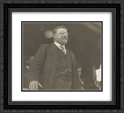Ex President Roosevelt speaking at Missouri Valley, Iowa, Aug. 21, 1910 22x20 Black Ornate Wood Framed Art Print Poster with Double Matting by Library of Congress