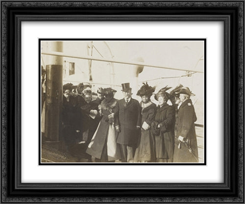 The President, Mrs. Roosevelt, Ethel Roosevelt, and ladies, on the Mayflower 24x20 Black Ornate Wood Framed Art Print Poster with Double Matting by Library of Congress