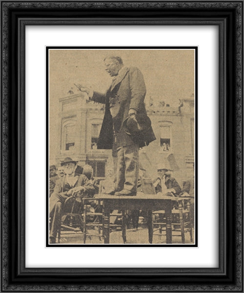 A remarkable photograph of President Roosevelt speaking 20x24 Black Ornate Wood Framed Art Print Poster with Double Matting by Library of Congress