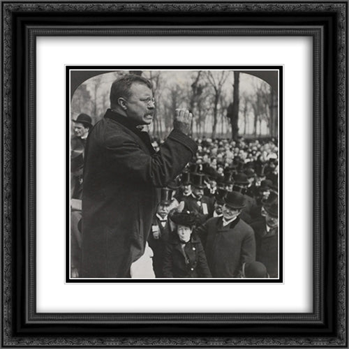 President Roosevelt at Evanston 20x20 Black Ornate Wood Framed Art Print Poster with Double Matting by Library of Congress