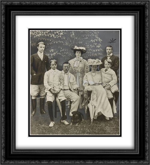 Mr. and Mrs. Theo Roosevelt & family 20x22 Black Ornate Wood Framed Art Print Poster with Double Matting by Library of Congress