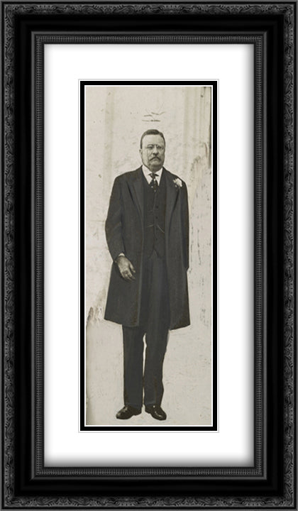 Theodore Roosevelt, full-length portrait, standing, facing front 14x24 Black Ornate Wood Framed Art Print Poster with Double Matting by Library of Congress