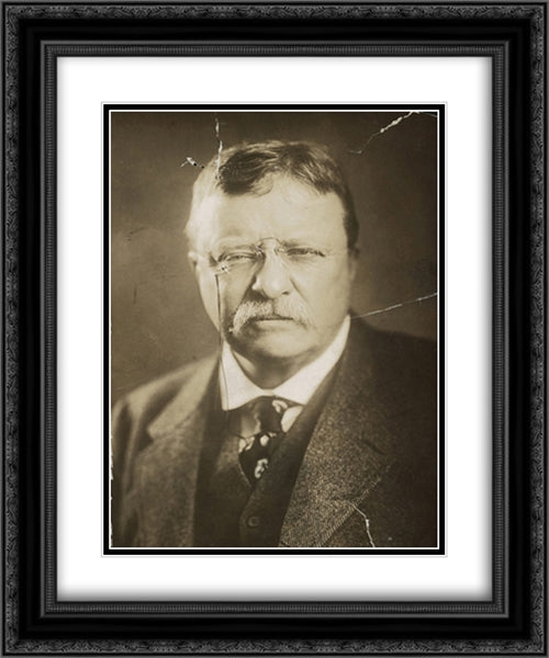 Theodore Roosevelt, head-and-shoulders portrait, facing front 20x24 Black Ornate Wood Framed Art Print Poster with Double Matting by Library of Congress