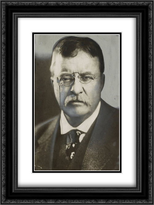 Theodore Roosevelt, head-and-shoulders portrait, facing front 18x24 Black Ornate Wood Framed Art Print Poster with Double Matting by Library of Congress