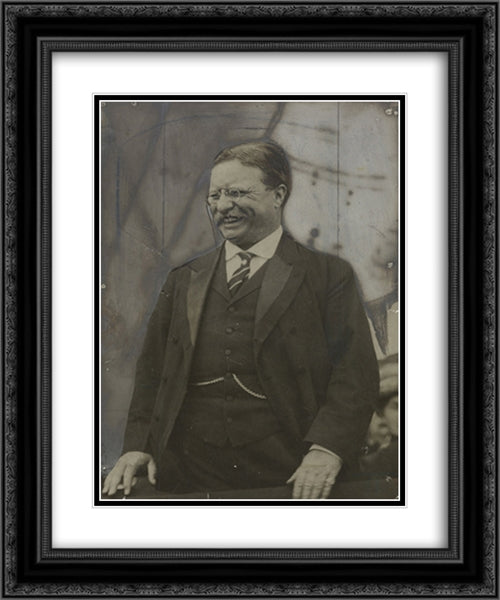 In a jovial mood Theodore Roosevelt, member, Advisory Board, American Defense Society. 20x24 Black Ornate Wood Framed Art Print Poster with Double Matting by Library of Congress