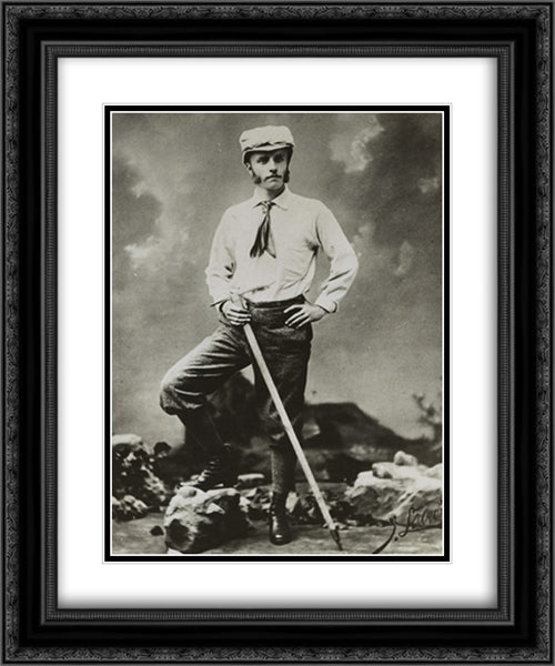 Theodore Roosevelt mountain climbing in the West,1880 20x24 Black Ornate Wood Framed Art Print Poster with Double Matting by Library of Congress