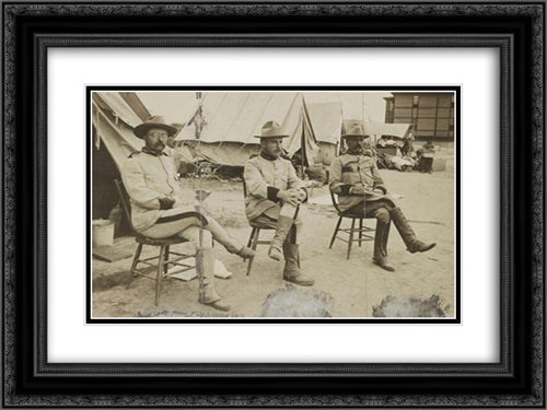 Theodore Roosevelt, Leonard Wood, and Alexander Brodie in 1898, in San Antonio, Texas 24x18 Black Ornate Wood Framed Art Print Poster with Double Matting by Library of Congress