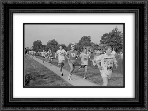 Vice President Al Gore and others running in the Nike Capital Challenge race, Washington, D.C. 24x18 Black Ornate Wood Framed Art Print Poster with Double Matting by Library of Congress