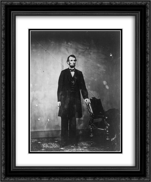 President Abraham Lincoln, full-length portrait, standing 20x24 Black Ornate Wood Framed Art Print Poster with Double Matting by Library of Congress