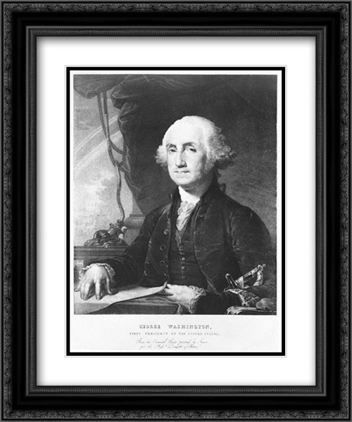 George Washington, first president of the United States 20x24 Black Ornate Wood Framed Art Print Poster with Double Matting by Library of Congress