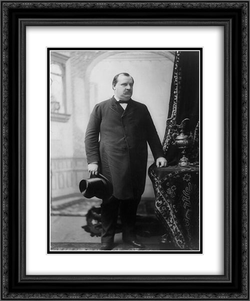 Grover Cleveland, full-length portrait, standing, facing right, holding hat 20x24 Black Ornate Wood Framed Art Print Poster with Double Matting by Library of Congress