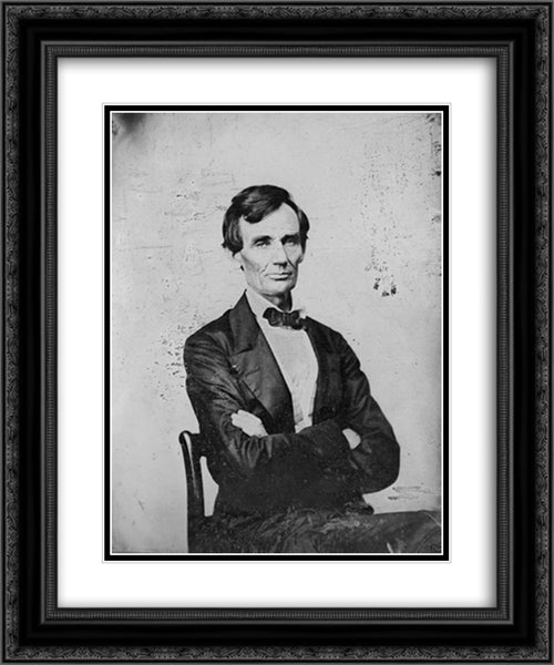 Abraham Lincoln, candidate for U.S. president. Half-length portrait, seated, facing front 20x24 Black Ornate Wood Framed Art Print Poster with Double Matting by Library of Congress
