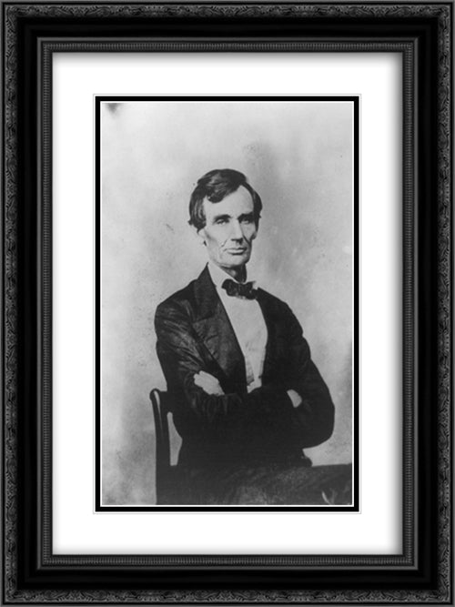 Abraham Lincoln, candidate for U.S. president. Half-length portrait, seated, facing front 18x24 Black Ornate Wood Framed Art Print Poster with Double Matting by Library of Congress