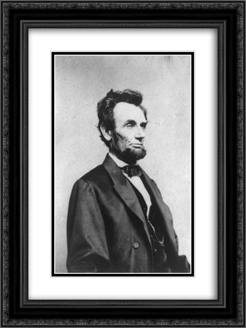 Half-length portrait of President Abraham Lincoln, facing right 18x24 Black Ornate Wood Framed Art Print Poster with Double Matting by Library of Congress