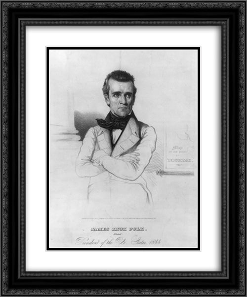 James Knox Polk. Elected President of the U. States. 1844 20x24 Black Ornate Wood Framed Art Print Poster with Double Matting by Library of Congress