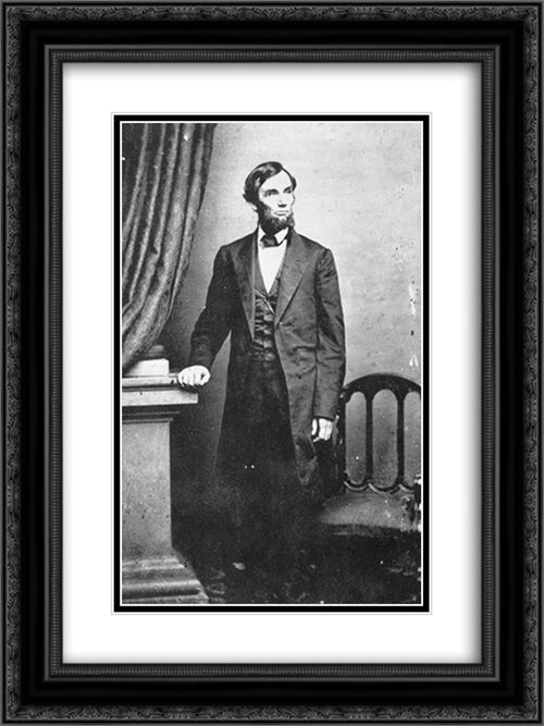 President Abraham Lincoln, full-length portrait, standing 18x24 Black Ornate Wood Framed Art Print Poster with Double Matting by Library of Congress
