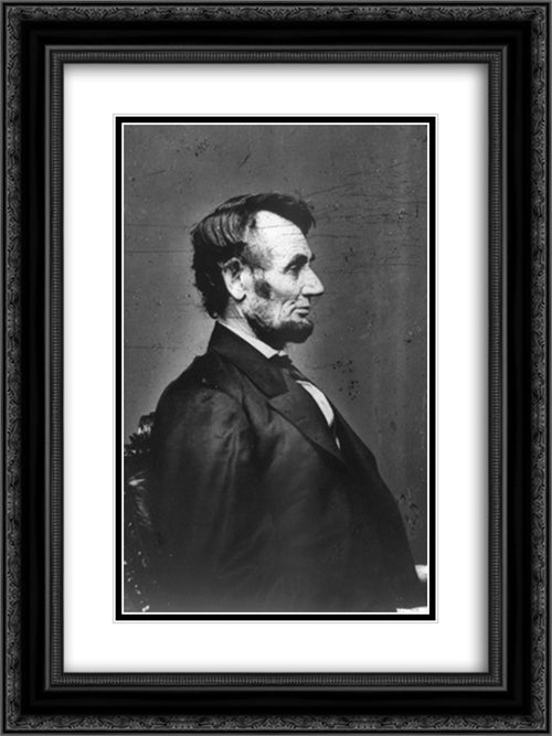 President Abraham Lincoln, half-length portrait, seated, right profile 18x24 Black Ornate Wood Framed Art Print Poster with Double Matting by Library of Congress
