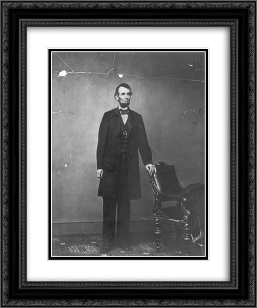 President Abraham Lincoln, full-length portrait, standing 20x24 Black Ornate Wood Framed Art Print Poster with Double Matting by Library of Congress