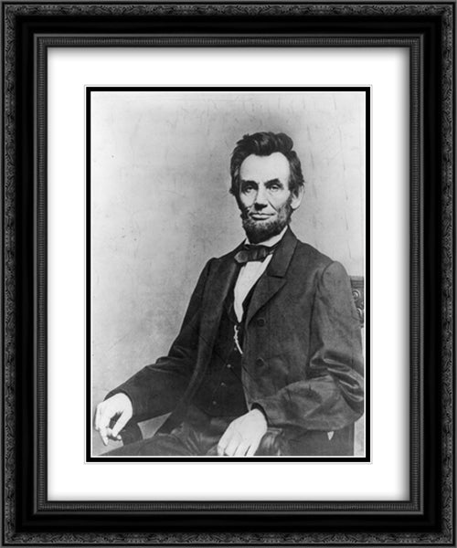 President Abraham Lincoln, portrait, seated and facing front 20x24 Black Ornate Wood Framed Art Print Poster with Double Matting by Library of Congress