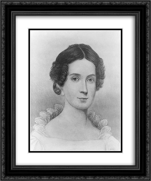 Mrs. John Tyler, head-and-shoulders portrait, facing front 20x24 Black Ornate Wood Framed Art Print Poster with Double Matting by Library of Congress