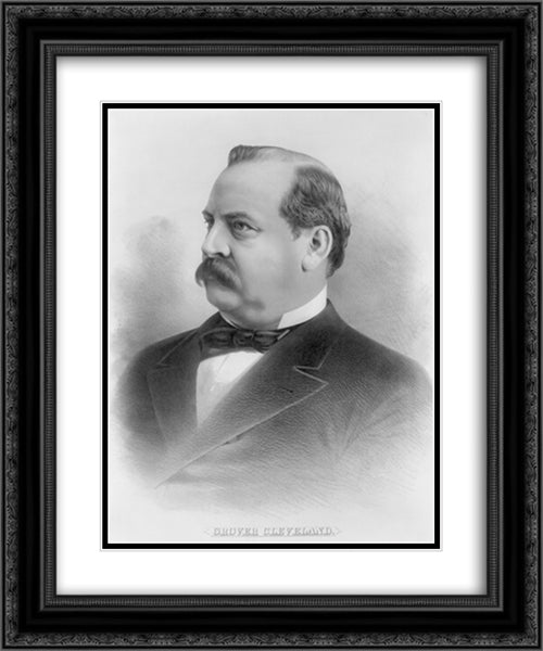 Grover Cleveland 20x24 Black Ornate Wood Framed Art Print Poster with Double Matting by Library of Congress