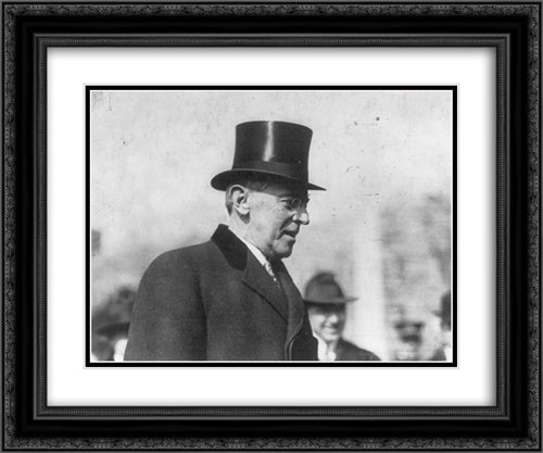 Woodrow Wilson, bust portrait, facing right 24x20 Black Ornate Wood Framed Art Print Poster with Double Matting by Library of Congress