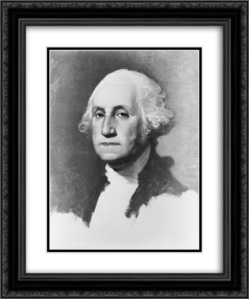 George Washington, head-and-shoulders portrait, facing left 20x24 Black Ornate Wood Framed Art Print Poster with Double Matting by Library of Congress