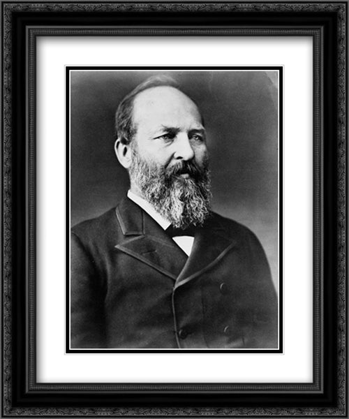 President James A. Garfield, half-length portrait, facing right 20x24 Black Ornate Wood Framed Art Print Poster with Double Matting by Library of Congress