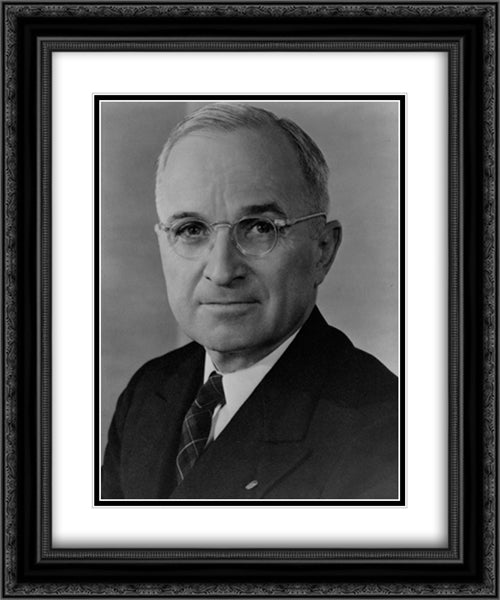 Harry S. Truman, head-and-shoulders portrait, facing front 20x24 Black Ornate Wood Framed Art Print Poster with Double Matting by Library of Congress